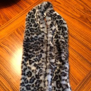 J. Crew Kid’s Grey Animal Print Faux Fur Scarf with Pockets
